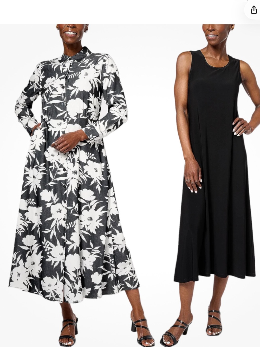 Attitudes by Renee Black & White Floral Long Sleeve Duster